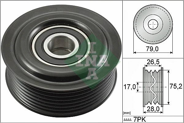 Deflection/Guide Pulley, V-ribbed belt (532 0609 10)
