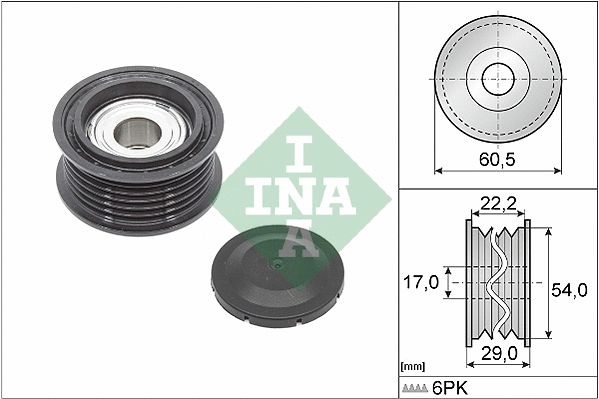 Deflection/Guide Pulley, V-ribbed belt (532 0854 10)