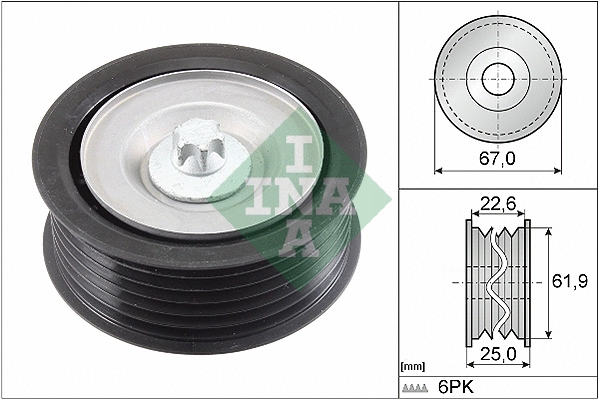 Deflection/Guide Pulley, V-ribbed belt (532 0866 10)