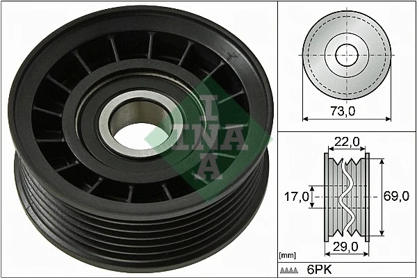 Deflection/Guide Pulley, V-ribbed belt (532 0649 10)