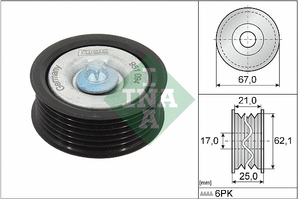 Deflection/Guide Pulley, V-ribbed belt (532 0629 10)