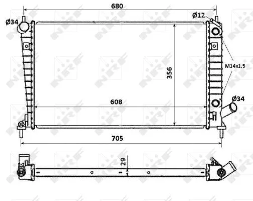 Radiator, engine cooling (58349)