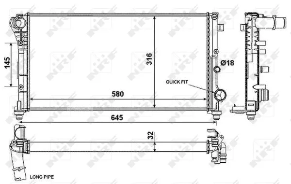 Radiator, engine cooling (58376)