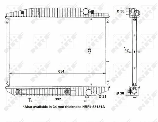 Radiator, engine cooling (58131)