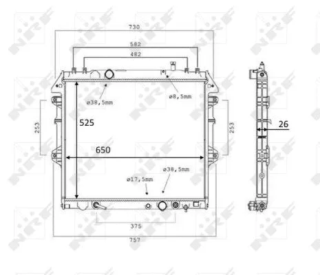 Radiator, engine cooling (58534)