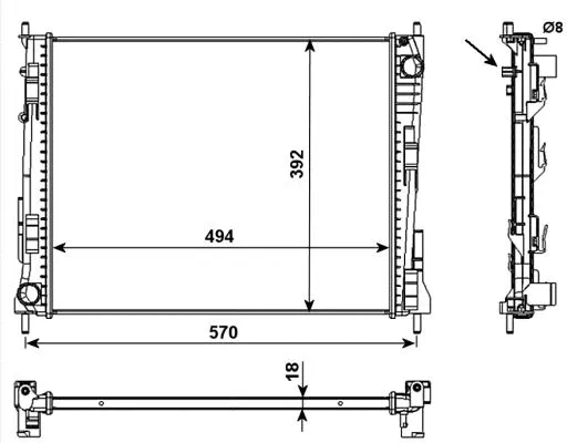 Radiator, engine cooling (53992)