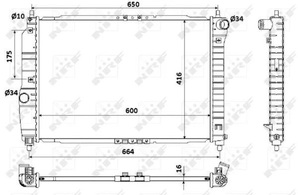 Radiator, engine cooling (53902)