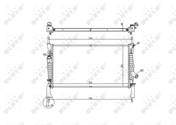Radiator, engine cooling (53742)