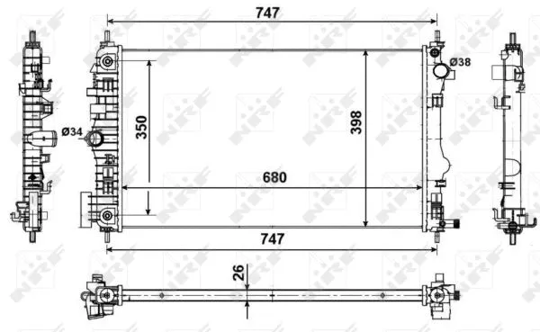 Radiator, engine cooling (53775)