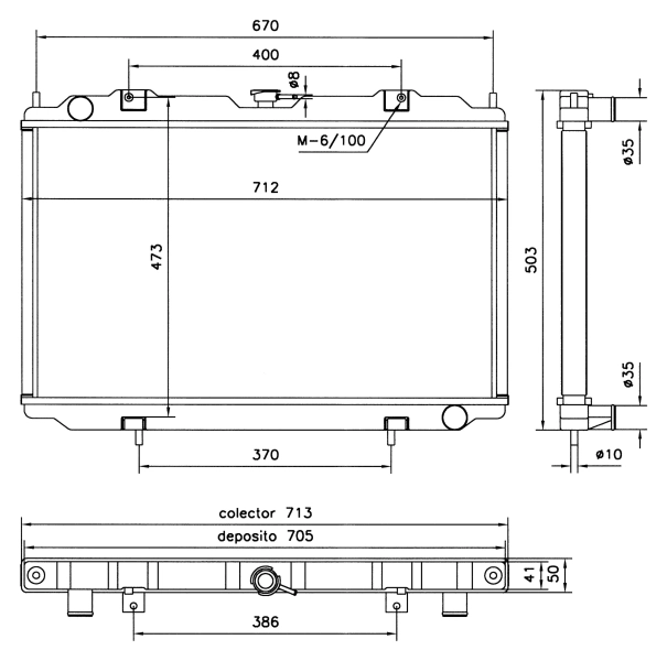 Radiator, engine cooling (52070)