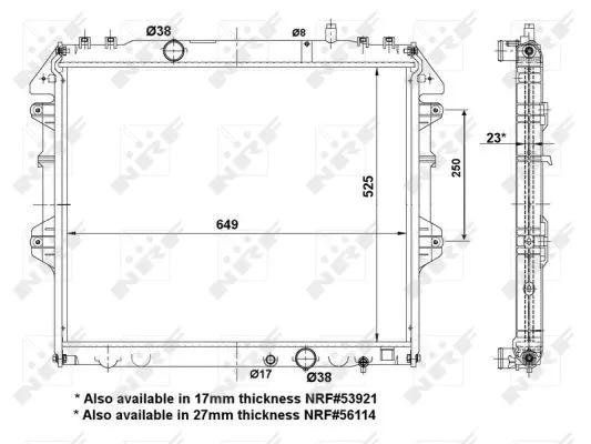Radiator, engine cooling (53921A)