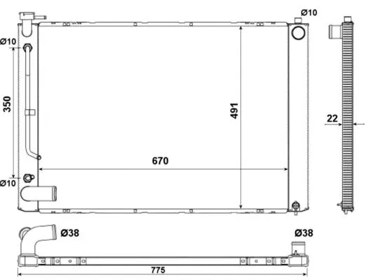 Radiator, engine cooling (53974)