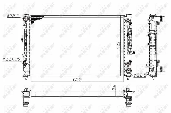Radiator, engine cooling (519504A)