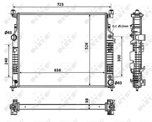 Radiator, engine cooling (53937)