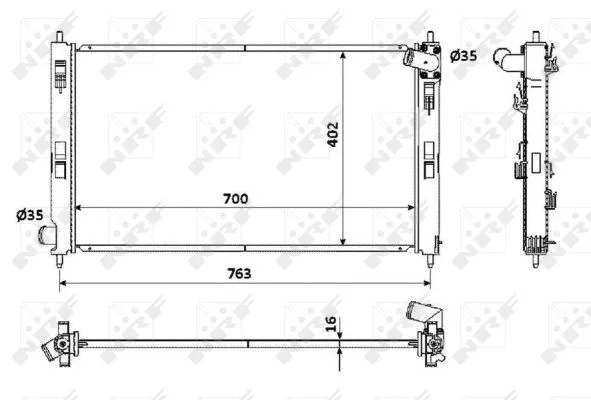 Radiator, engine cooling (53906)