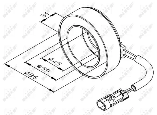 Coil, magnetic-clutch compressor