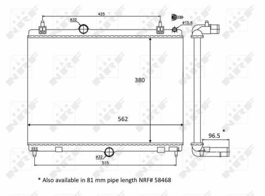 Radiator, engine cooling (58399)