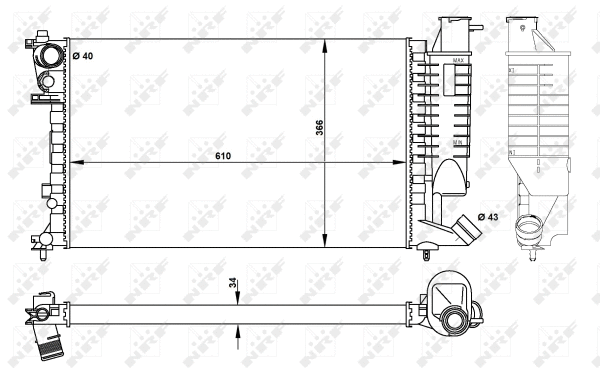 Radiator, engine cooling (50425)