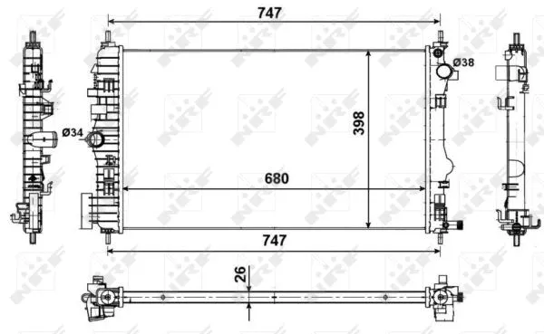 Radiator, engine cooling (53774)