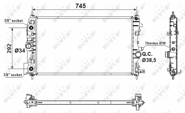 Radiator, engine cooling (53159)
