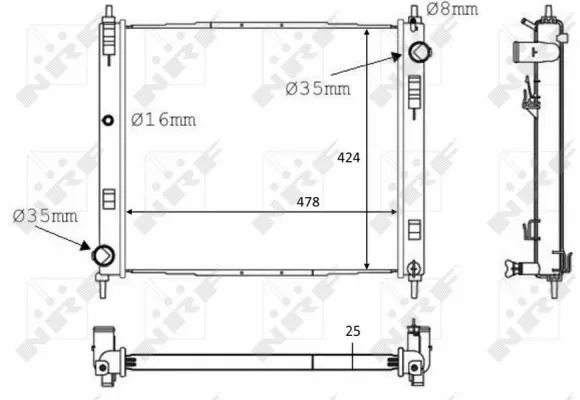 Radiator, engine cooling (58231)