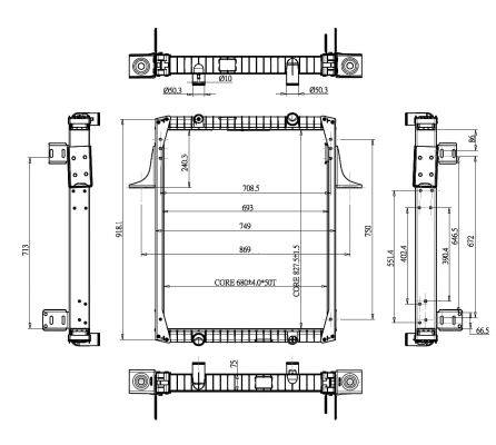 Radiator, engine cooling (52071)
