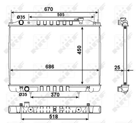 Radiator, engine cooling (58418)