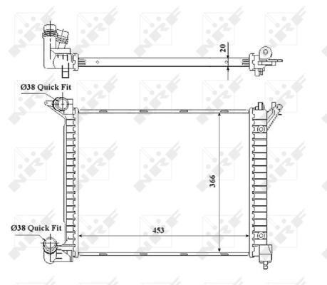Radiator, engine cooling (53841)