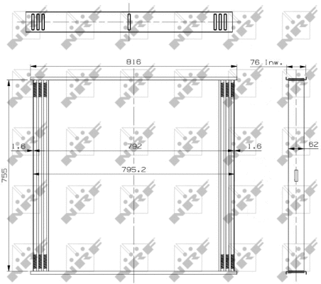 Radiator Core, charge air cooler (19002)