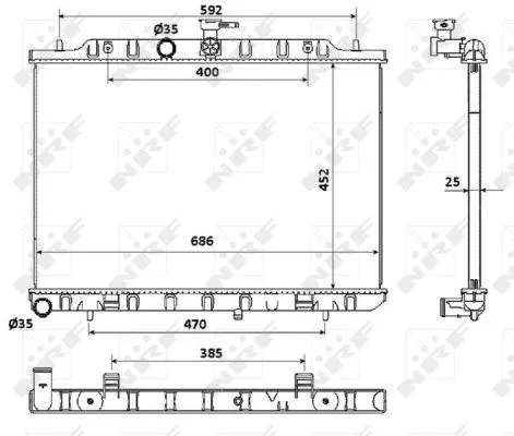 Radiator, engine cooling (53911)