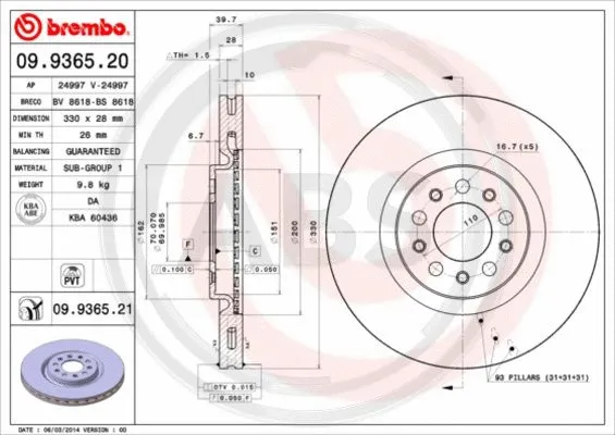 Brake Disc (09.9365.21)