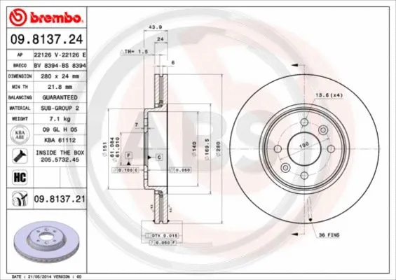Brake Disc (09.8137.21)