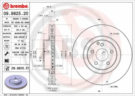 Brake Disc (09.9825.21)
