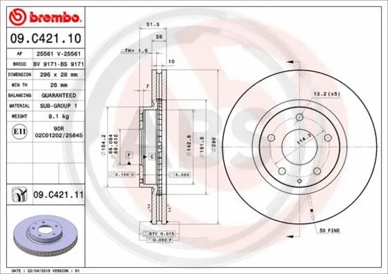 Brake Disc (09.C421.11)