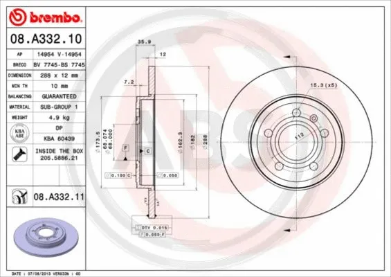 Brake Disc (08.A332.11)