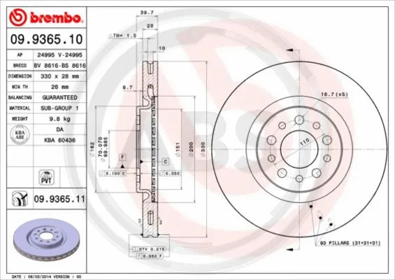 Brake Disc (09.9365.11)