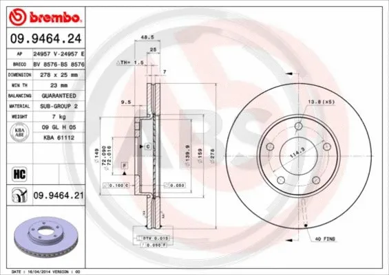 Brake Disc (09.9464.21)