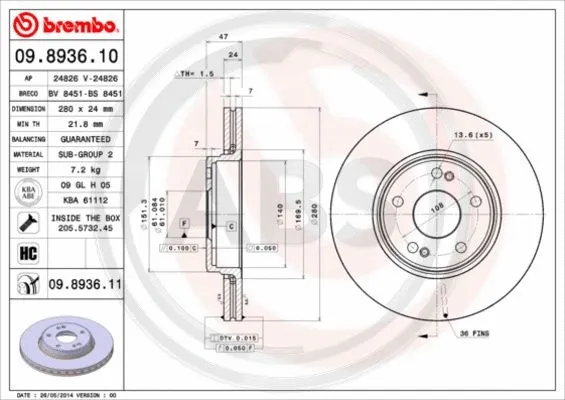 Brake Disc (09.8936.11)