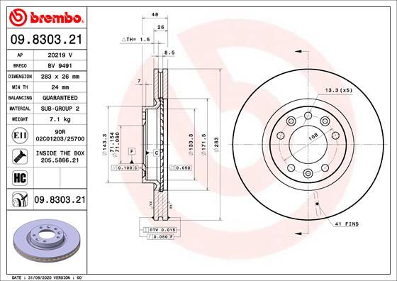 Brake Disc (09.8303.21)
