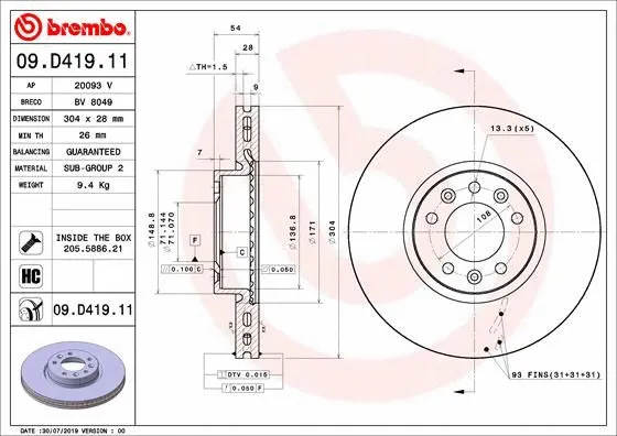 Brake Disc (09.D419.11)