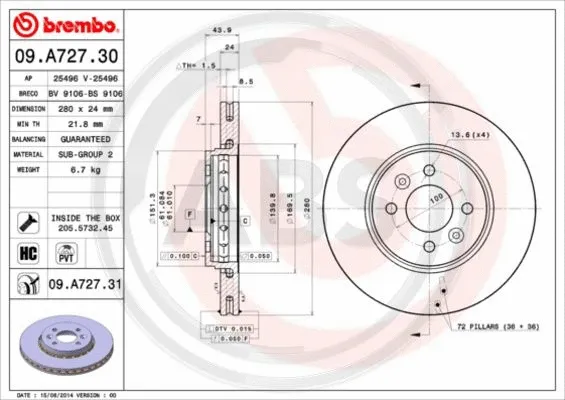 Brake Disc (09.A727.31)