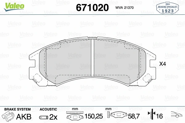 Brake Pad Set, disc brake (671020)
