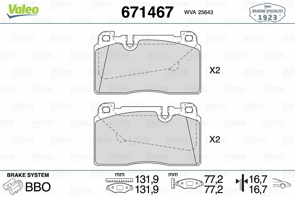 Brake Pad Set, disc brake (671467)