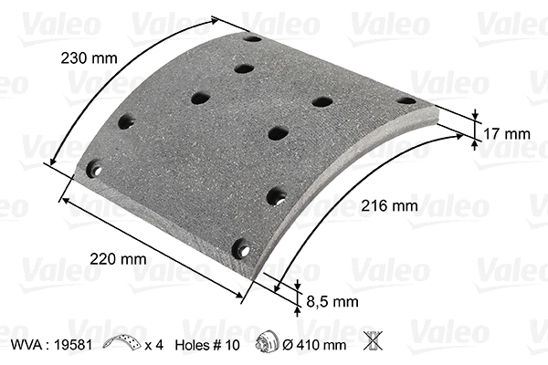 Brake Lining Kit, drum brake (219800)