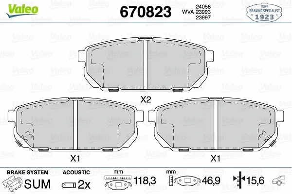 Brake Pad Set, disc brake (670823)
