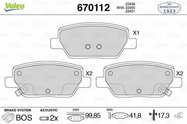 Brake Pad Set, disc brake (670112)