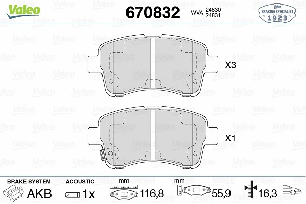 Brake Pad Set, disc brake (670832)