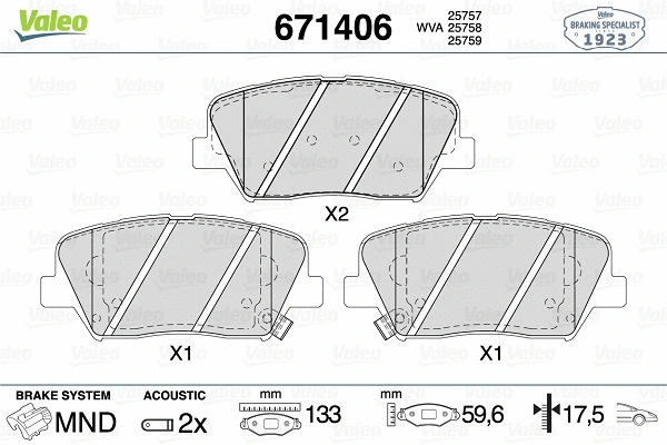 Brake Pad Set, disc brake (671406)