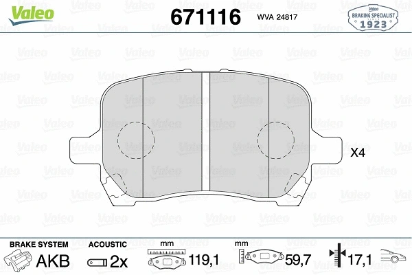 Brake Pad Set, disc brake (671116)