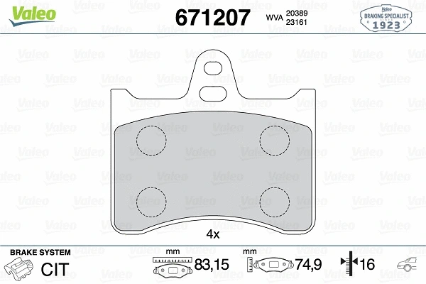 Brake Pad Set, disc brake (671207)
